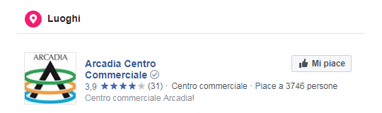 Pagina Facebook Centro Commerciale Arcadia - Luoghi